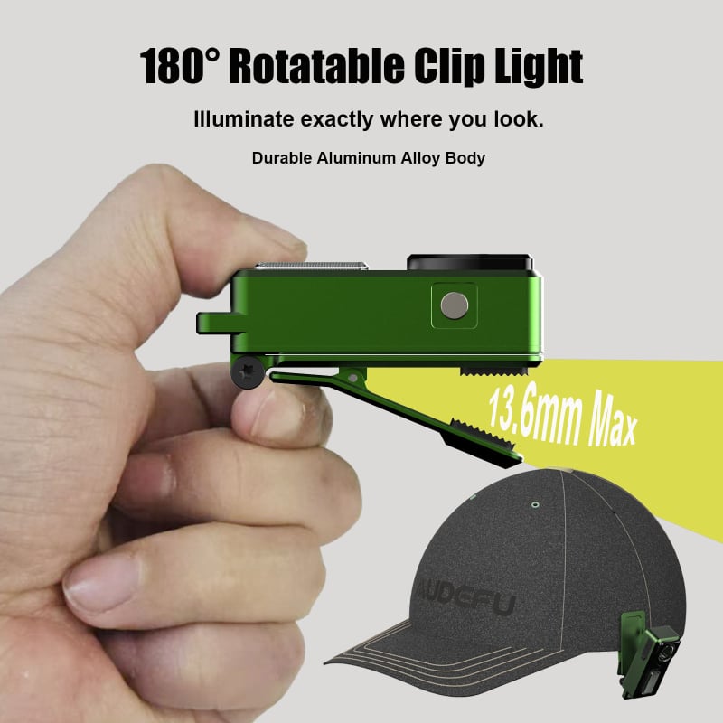 Φακός εξωτερικού με κλιπ — LED, 1200 mAh μπαταρία, ηλιακή φόρτιση, 3 επίπεδα φωτισμού, συνεχές φως + στρομπ, εμβέλεια έως 200 μ