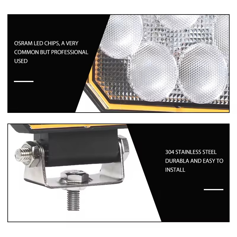 CM-2090S Plus kvadratna LED radna svjetiljka, 16 LED, 20W, 12-24V, 5000 lm, za poljoprivrednu tehniku, traktore i kamione