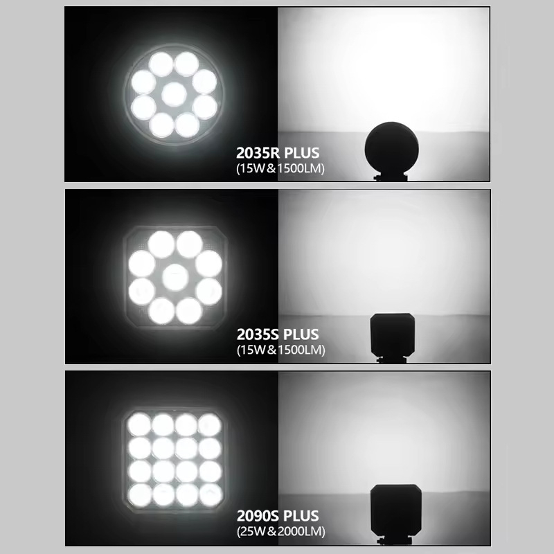 CM-2090S Plus kvadratna LED radna svjetiljka, 16 LED, 20W, 12-24V, 5000 lm, za poljoprivrednu tehniku, traktore i kamione