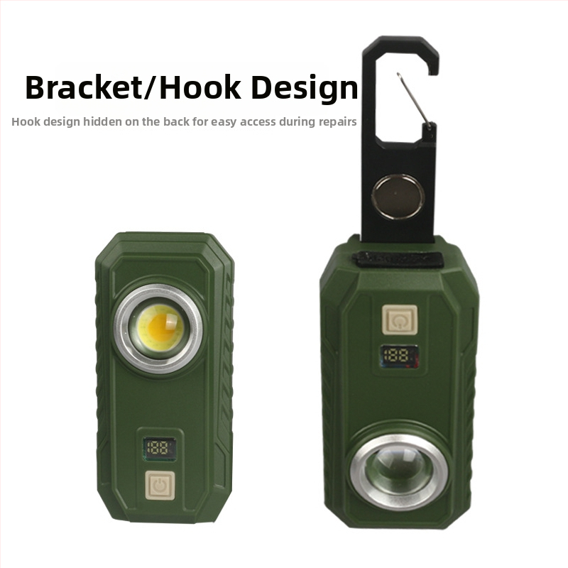 Āra COB LED darba gaisma automobiļu remontam ar magnētisku turētāju un digitālo displeju, uzlādējama, Type-C savienojums, 10W, 300 lm, IP55, 180° starojums