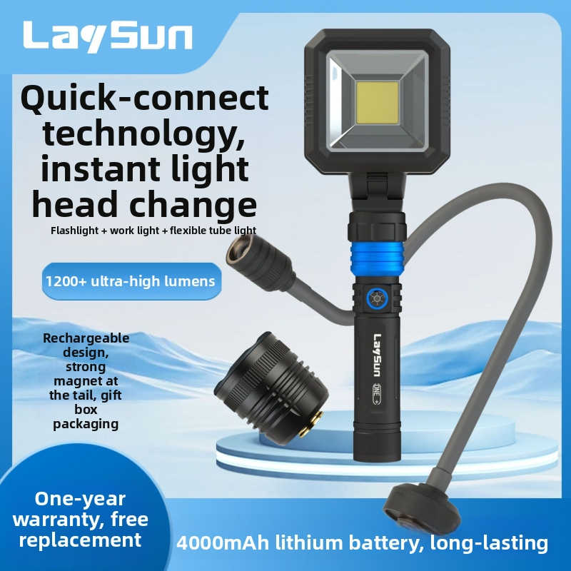 Reshen QC01Z Tiesioginio įkrovimo žibintuvas, Quick-Connect serija Trys viename — P50 LED, 1200 lm, 160° spindulys, 21700 baterija, IP54