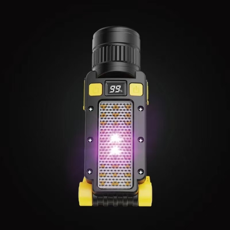 LED skladacie pracovné svetlo s USB nabíjaním, magnetické kontrolné svetlo, optický zoom, 10W, 1800mAh, dosah lúčov 100-200 m, multifunkčná LED baterka