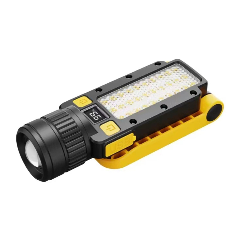 LED skladacie pracovné svetlo s USB nabíjaním, magnetické kontrolné svetlo, optický zoom, 10W, 1800mAh, dosah lúčov 100-200 m, multifunkčná LED baterka