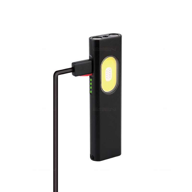 Type-C intelligens gyors töltésű kézben tartható LED-lámpa erős mágneses fém rögzítővel, piros-kék figyelmeztető fény, UV-detekció és lézer – 10W, max. 1000 lm, töltési idő ~2 óra, akkumulátor 102540, hatótáv 100–200 m