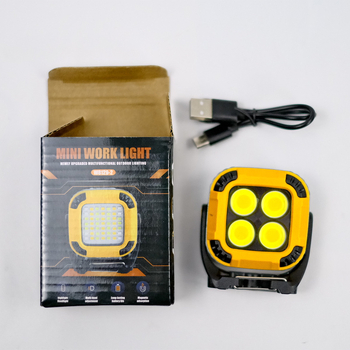 Mikro ārējā kempinga darba luktura ar grozāmu COB LED galvu, IP65, 800 lm, 180° regulējams leņķis, 1/4" stiprinājums