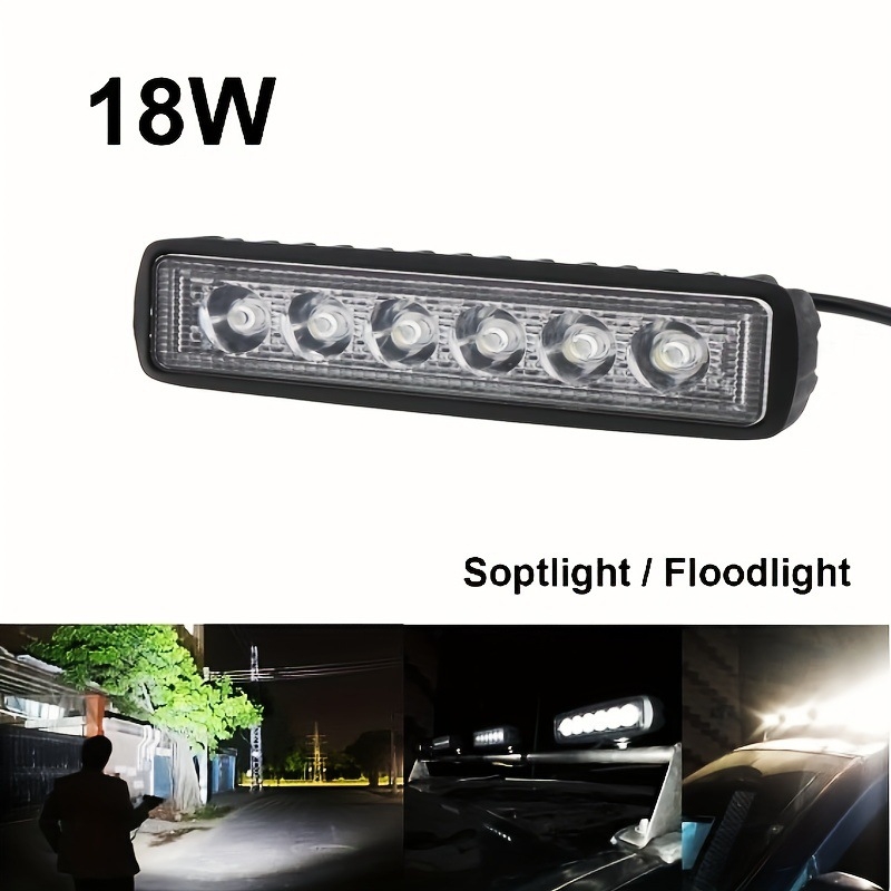 Automobilsko LED radno svjetlo, jednoredno 6 LED, 18W, 12V, LED trak za terenska vozila – prednje dodatno svjetlo i dnevno svjetlo