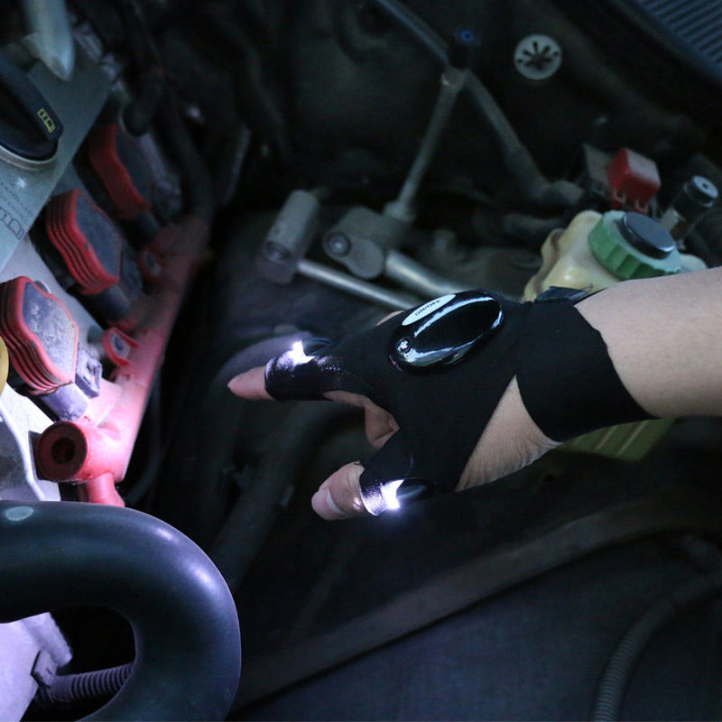 LED roku cimdi ar gaismu automobiļu remontam – kokvilna, iepakojums – maisiņš kastē, tīrais svars 0.45 kg, Zīmols There Shun