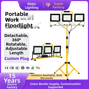 LED prožektors ārējai apgaismošanai ar staba stiprinājumu, pārnēsājama darba gaisma kempingam un remontam, 50W, 10000 lm, 85-265V, IP65, staru leņķis 120°
