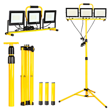 LED prožektors ārējai apgaismošanai ar staba stiprinājumu, pārnēsājama darba gaisma kempingam un remontam, 50W, 10000 lm, 85-265V, IP65, staru leņķis 120°