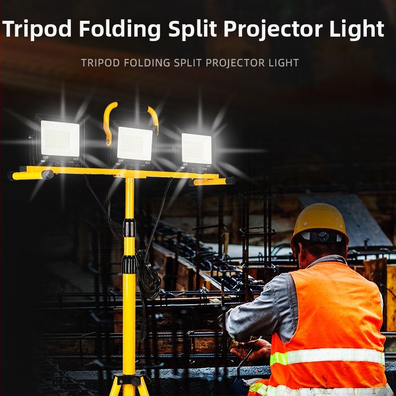 LED prožektors ārējai apgaismošanai ar staba stiprinājumu, pārnēsājama darba gaisma kempingam un remontam, 50W, 10000 lm, 85-265V, IP65, staru leņķis 120°