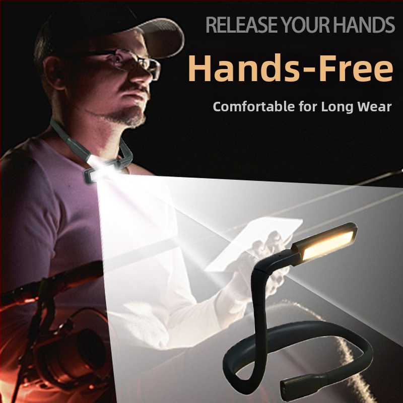 Indukcinė žvejybos šviesa su kaklo pakabinimo dizainu, nešiojamas 2.5W žibintas, įkraunama 18650 baterija, tarnavimo laikas 50 000 val., įkrovimo laikas 3 val.