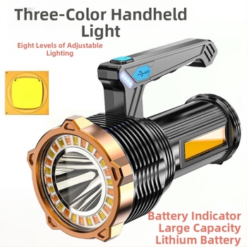DT-015 USB-töltésű LED hordozható zseblámpa, vízálló kültéri munka lámpa, hosszú hatótávolság és kettős fényforrás oldalvilágítással