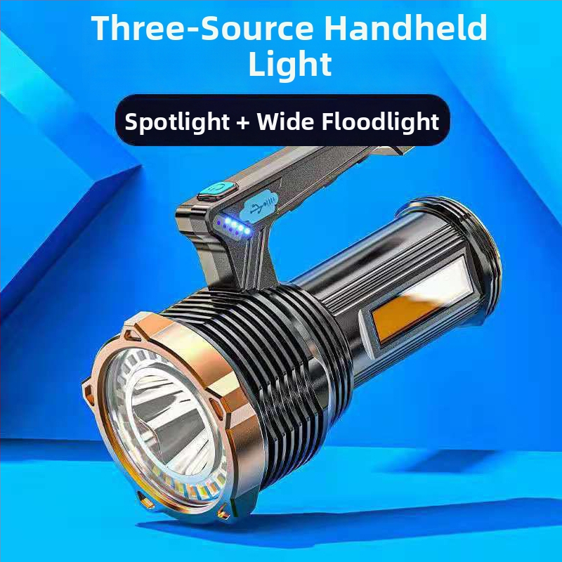 DT-015 USB-töltésű LED hordozható zseblámpa, vízálló kültéri munka lámpa, hosszú hatótávolság és kettős fényforrás oldalvilágítással