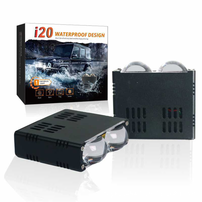 LED reflektor s dvije leće za automobilsku grilu, 2 LED lampe za motocikl, bijela i žuta svjetlost, visoka svjetlina