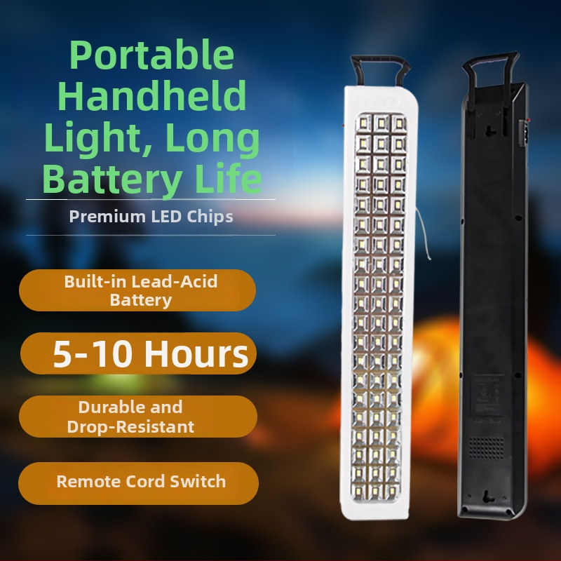 LED kempinga laterna ar uzlādes svina-skābes akumulatoru 3200 mAh, sienas stiprinājums, jauda 3/5/8 W, pogas slēdzis, ārkārtas darbības laiks 5–10 stundas