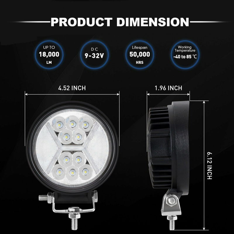 LED radna svjetiljka za automobil, 132W, 4000 lm, 6000K, 12-80V, vijek trajanja 50000 h