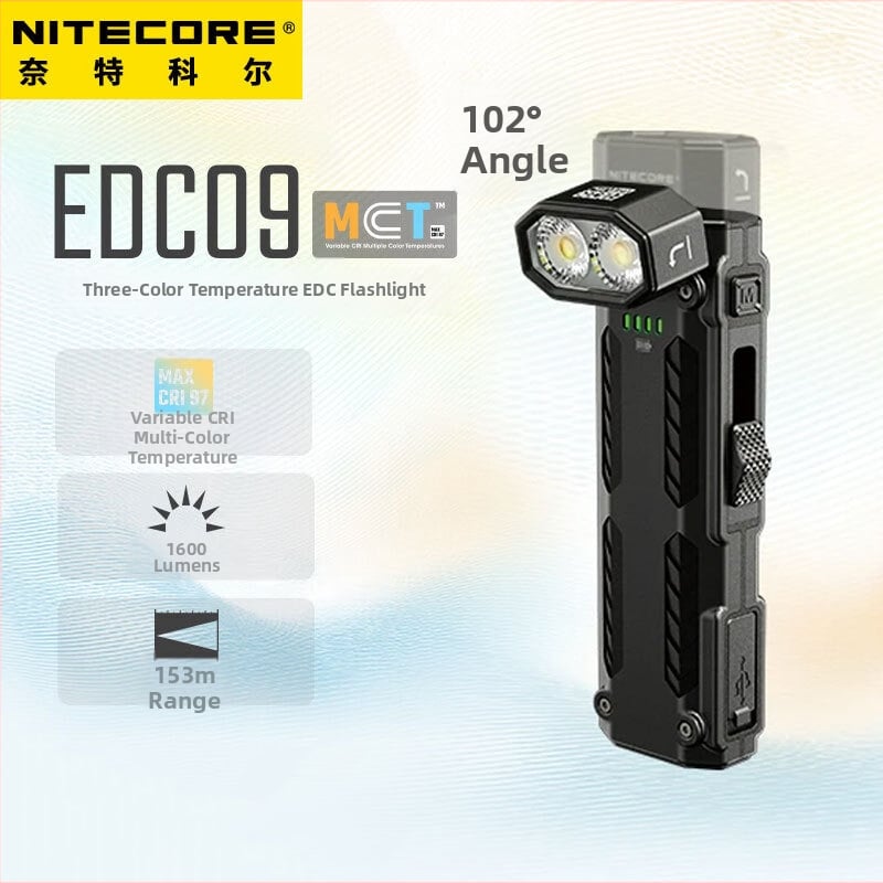 Φανάρι Knight Cole EDC09: πολυθερμοκρασία φωτισμού, άμεση φόρτιση, μπαταρία 1100 mAh, IPX-6, αλουμινένιο περίβλημα