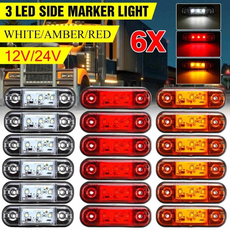 Kamion oldalsó LED világítás - 3-LED, IP67 vízálló, 10-30V, 500 lm, 2000-4000K