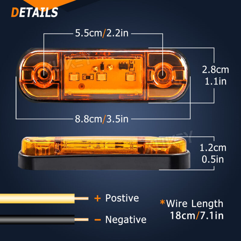 Kamion oldalsó LED világítás - 3-LED, IP67 vízálló, 10-30V, 500 lm, 2000-4000K
