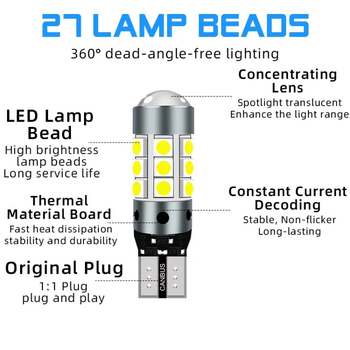 T10 szélességjelző LED lámpa, univerzális plug-in a világításhoz a rendszámtábla fényhez, 12-24V