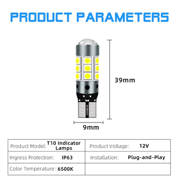 T10 szélességjelző LED lámpa, univerzális plug-in a világításhoz a rendszámtábla fényhez, 12-24V