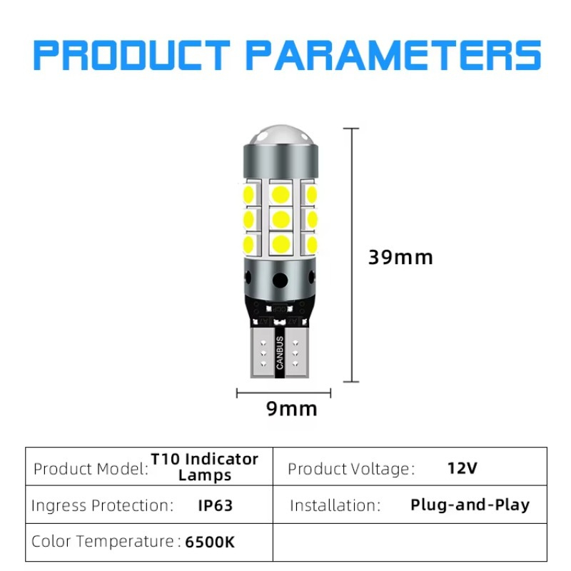 T10 szélességjelző LED lámpa, univerzális plug-in a világításhoz a rendszámtábla fényhez, 12-24V
