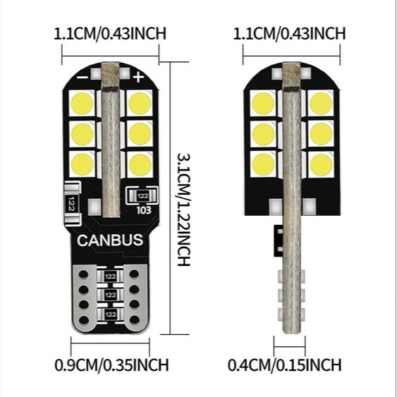 LED žarulja za automobil T10 3030-24SMD za osvjetljenje tablice i unutarnjeg osvjetljenja, CANBUS, 12V, 3W, 6000-8000K