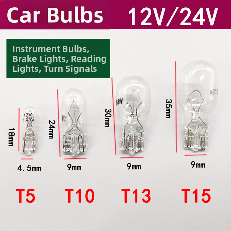 Automobiļu instrumentu lampu T5 – 12V, vispārējā pielietojums, iebūvēta spuldze instrumentu panelim, bremžu un pagrieziena signāls