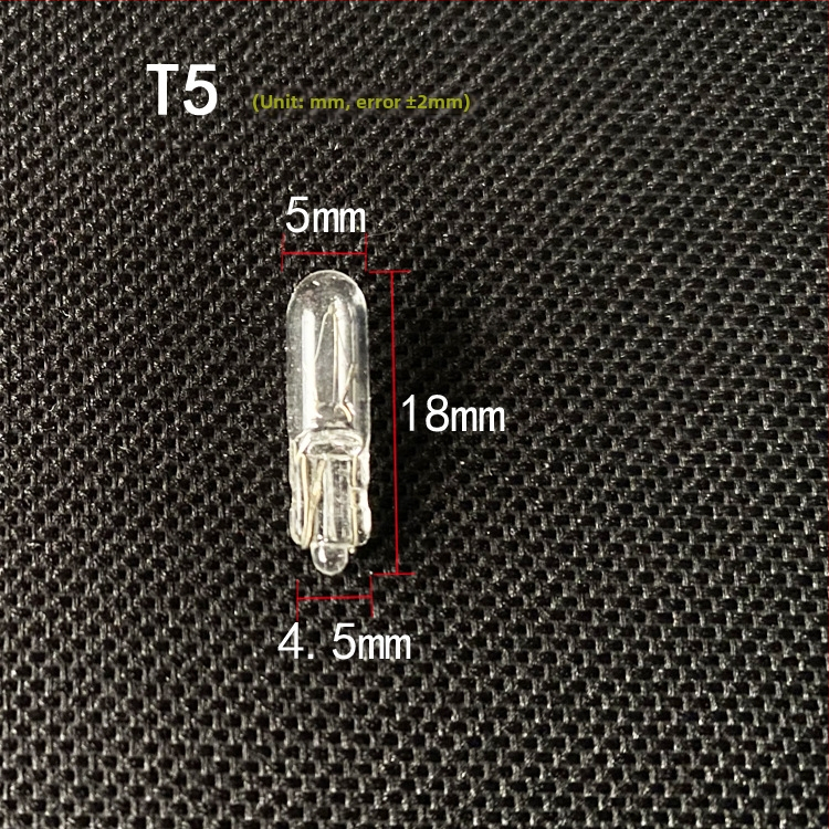 Automobiļu instrumentu lampu T5 – 12V, vispārējā pielietojums, iebūvēta spuldze instrumentu panelim, bremžu un pagrieziena signāls