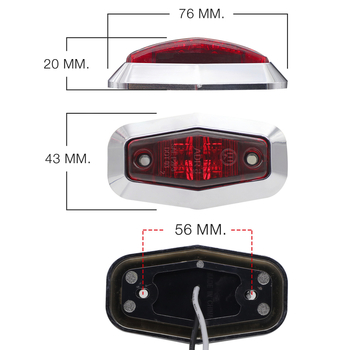 2-LED bočna svjetla kamiona, univerzalno širinsko upozorenje, protiv sudara sa stražnje strane, s elektroplatiranim okvirom, 10–30V, 1.2W, 6000K, 50.000 sati