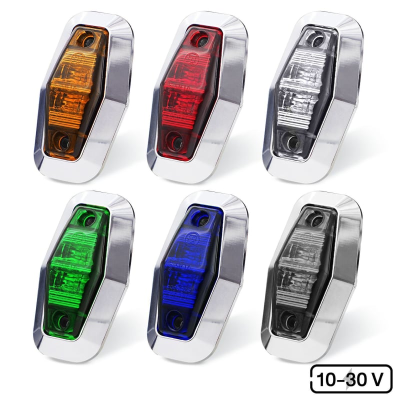 2-LED bočna svjetla kamiona, univerzalno širinsko upozorenje, protiv sudara sa stražnje strane, s elektroplatiranim okvirom, 10–30V, 1.2W, 6000K, 50.000 sati