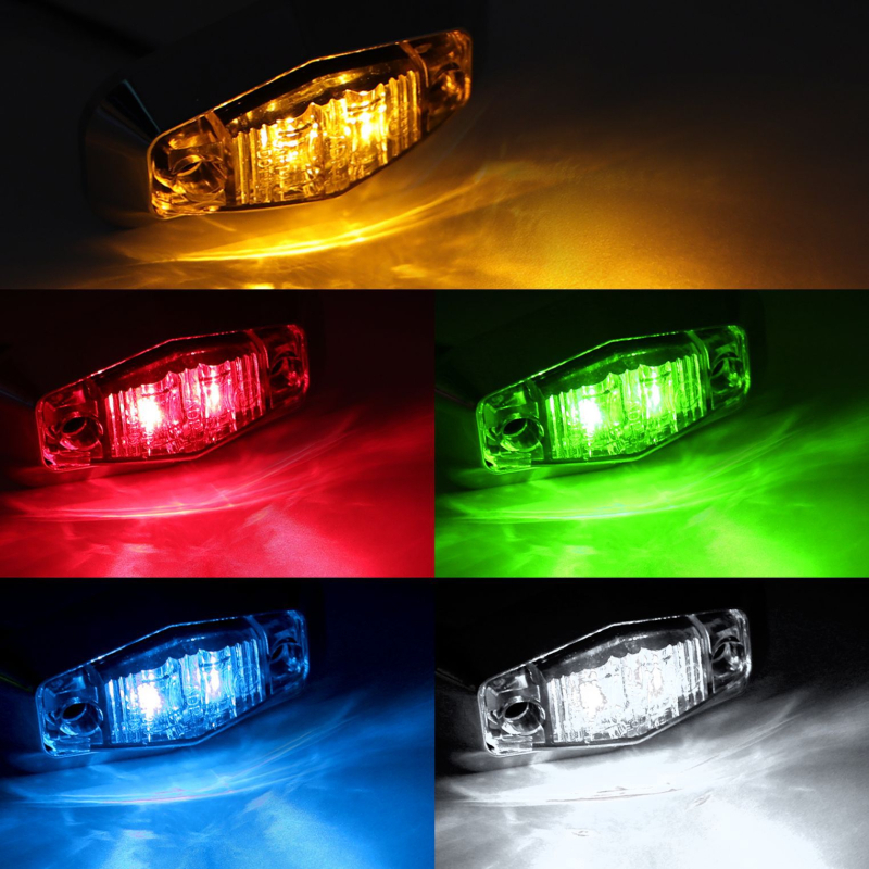 2-LED bočna svjetla kamiona, univerzalno širinsko upozorenje, protiv sudara sa stražnje strane, s elektroplatiranim okvirom, 10–30V, 1.2W, 6000K, 50.000 sati