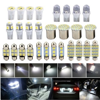 28-dijelni LED komplet za automobil: T10 pozicijske svjetiljke, dvostrane lampe za čitanje, svjetlo za registarsku ploču i unutarnje lampe