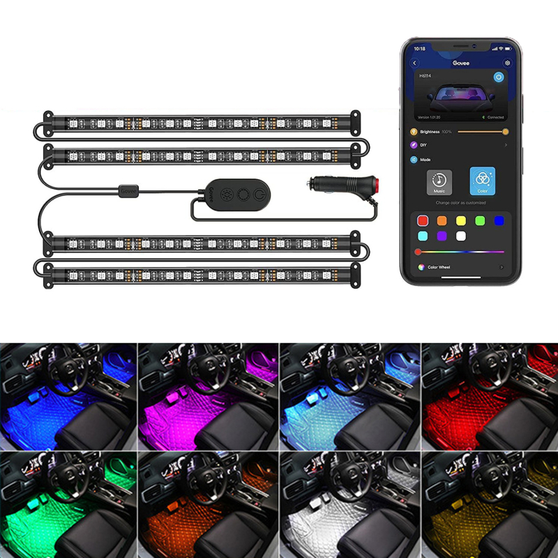 1-4-kanalno RGB unutarnje rasvjetno svjetlo za automobil, bežično glasovno upravljanje, kontrola putem aplikacije