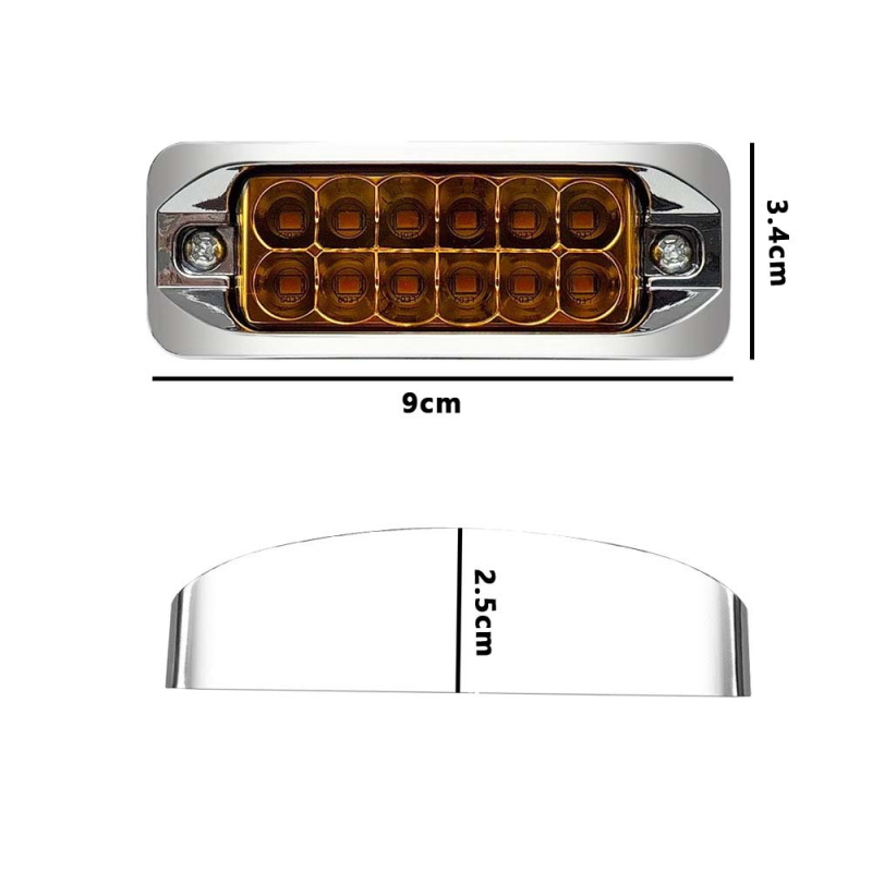 Kamionska LED bočna svjetiljka s pokazivačem širine, 12-24V, 6W, LED tip 2835, IP67, trajanje 50 000 h
