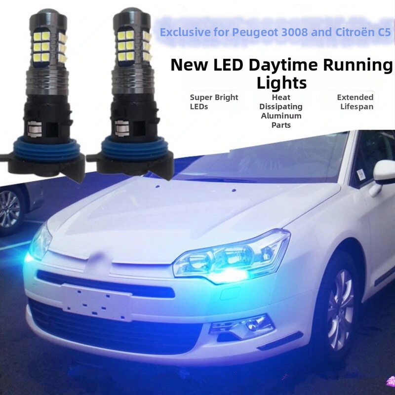 PH24W LED denná svetlá pre Peugeot 3008 a Citroën C5 (2010–2012) – LED typu 3030, 12V, 0.5W, 6500K