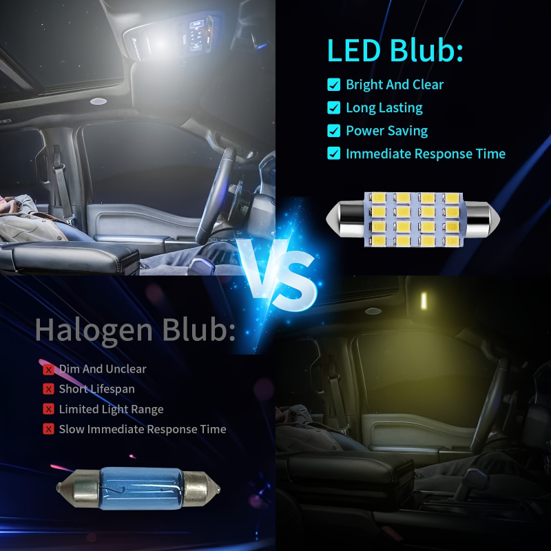 T10 auto LED komplet, 42 komada: širinski indikator, dvostruki vrh svjetla za čitanje, svjetlo za registarsku pločicu, unutarnje svjetlo, PCB+LED