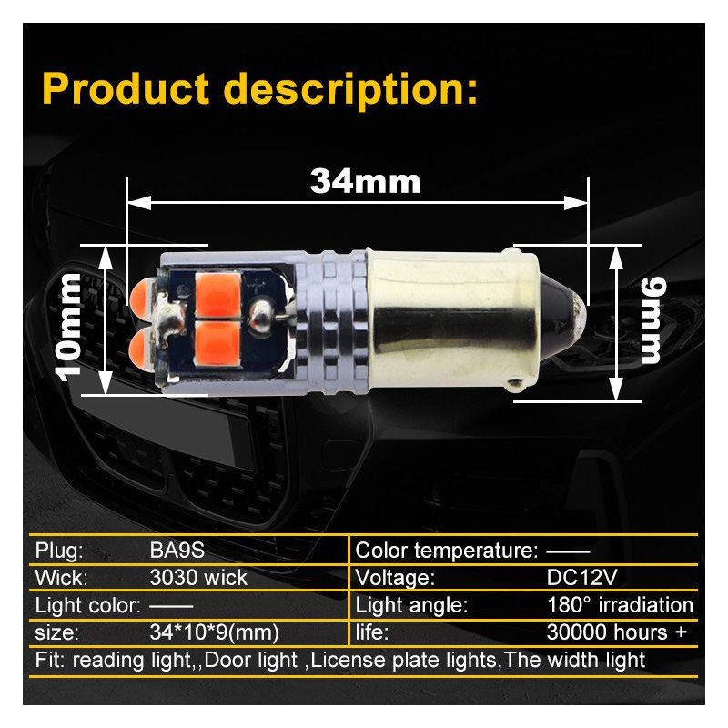 LED svjetlo za širinu vozila, T10 3030 6SMD, svjetlo za čitanje i svjetlo za registracijsku pločicu, široki raspon napona, visoka svjetlina, mala automobilna žarulja