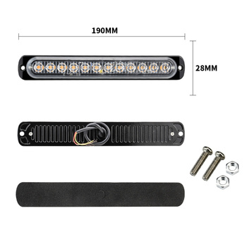 DXZ bočna tračna svjetiljka za kamion, ultra-tanka, 12-LED strob svjetlo, 12–24V, 36W aluminijsko kućište, model I-BS-C-12LED