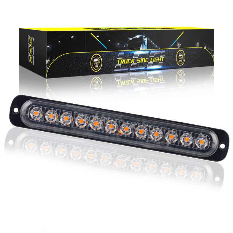 DXZ bočna tračna svjetiljka za kamion, ultra-tanka, 12-LED strob svjetlo, 12–24V, 36W aluminijsko kućište, model I-BS-C-12LED