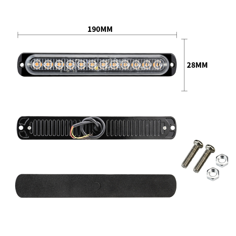 DXZ bočna tračna svjetiljka za kamion, ultra-tanka, 12-LED strob svjetlo, 12–24V, 36W aluminijsko kućište, model I-BS-C-12LED