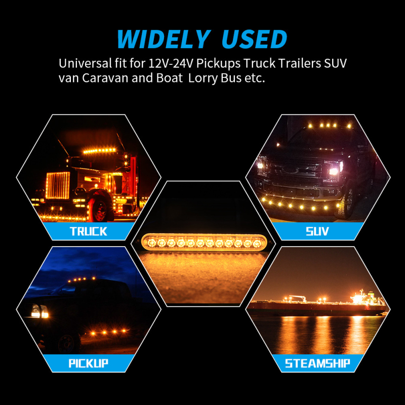 DXZ bočna tračna svjetiljka za kamion, ultra-tanka, 12-LED strob svjetlo, 12–24V, 36W aluminijsko kućište, model I-BS-C-12LED