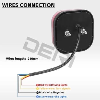 LED kvadratno stražnje svjetlo za trailer s osvjetljenjem registarske pločice, MK-189, 12-24V, LED, 2000-4000K, kućište od PC