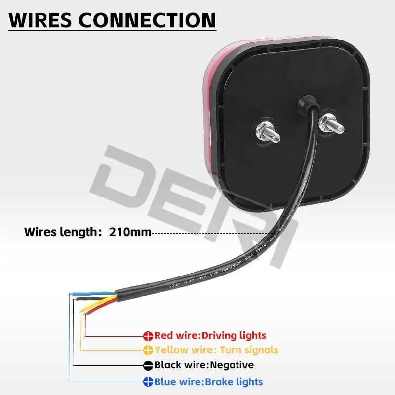 LED kvadratno stražnje svjetlo za trailer s osvjetljenjem registarske pločice, MK-189, 12-24V, LED, 2000-4000K, kućište od PC