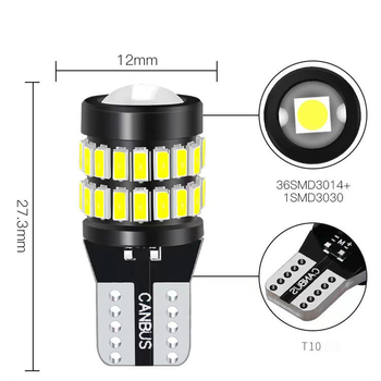 T10 LED rendszámtábla világítás 37SMD dekóddal, 12V, 1.8W, 260lm, LED 3030+3014, élettartam 50 000 óra
