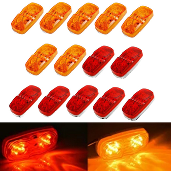 10-LED Kamion oldalsó fény és utánfutó jelzőfénye, dupla körös LED lámpa, IP65, 12-24V, 3000 lm, ABS ház