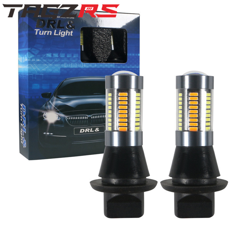 Autó LED indexlámpa kettős színű DRL és dekóddal, anti-flicker, BAY15S/1156 csatlakozás, 12V, 66 LED 4014, 6000K