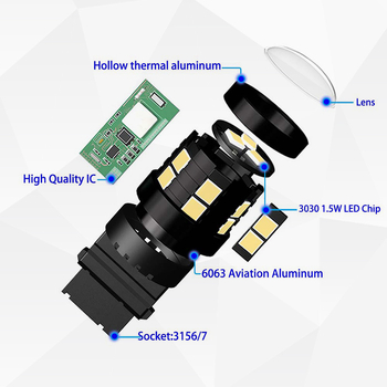 Auto LED svjetlo 1156/1157 za kočnice, pokazivanje i svjetla za vožnju unazad, modul M1 15SMD-3030 LED, 9-30V DC, 5W, 550 lm, aluminij 6063
