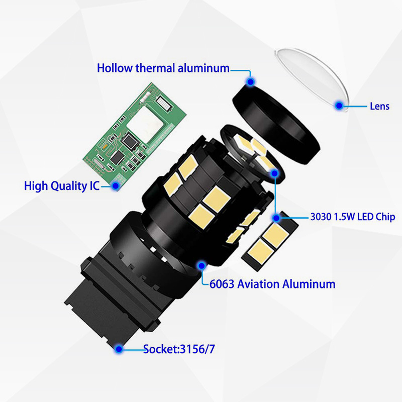 Auto LED svjetlo 1156/1157 za kočnice, pokazivanje i svjetla za vožnju unazad, modul M1 15SMD-3030 LED, 9-30V DC, 5W, 550 lm, aluminij 6063