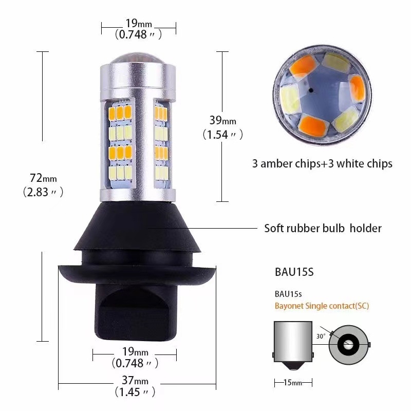 LED autó világítás két színű irányjelző és nappali fény, modell T20/1156, 2835 42SMD, alumínium ház, 12V, 20W